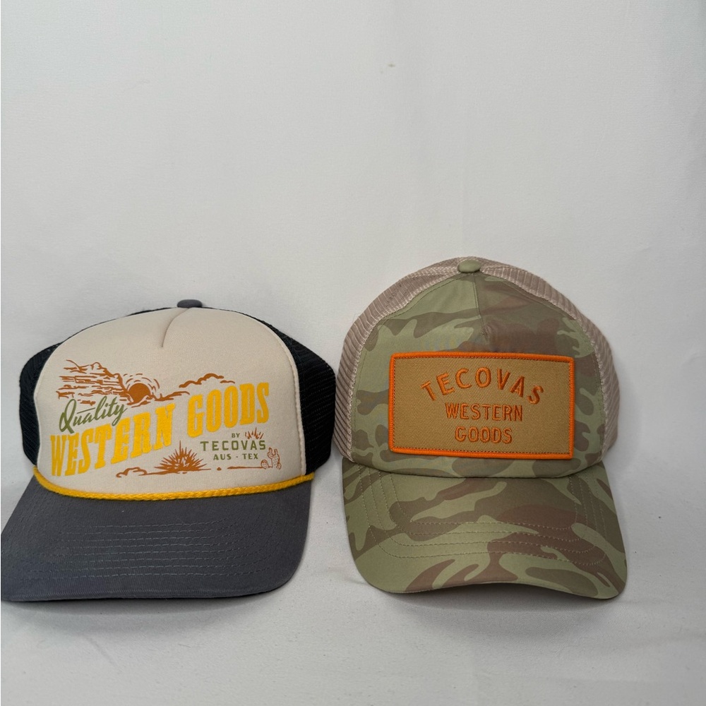 Tecovas Camo and Beige Trucker Hats